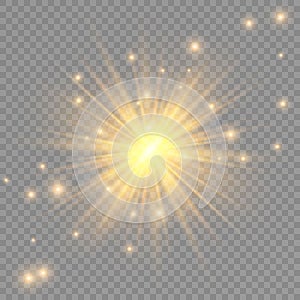 Glow light effect. Star burst with sparkles. Sun. Vector illustration.