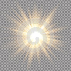 Glow light effect. Star burst with sparkles. Sun. Vector illustration