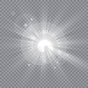 Glow light effect. Star burst with sparkles. Sun. Vector illustration.