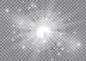 Glow light effect. Star burst with sparkles. Sun. Vector illustration.