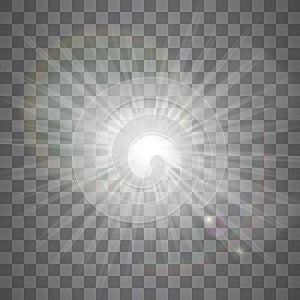 Glow light effect. Star burst with sparkles. Sun. Vector illustration.