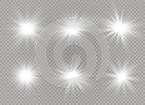 Glow light effect. Star burst with sparkles. Vector illustration.