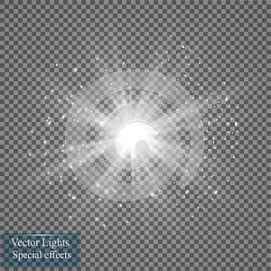 Glow light effect. Star burst with sparkles. Vector illustration. Sun