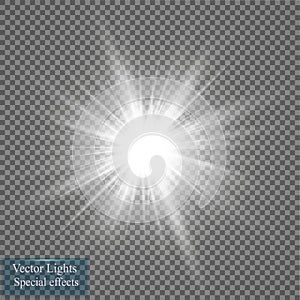 Glow light effect. Star burst with sparkles. Vector illustration. Sun photo