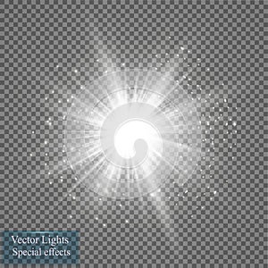 Glow light effect. Star burst with sparkles. Vector illustration. Sun