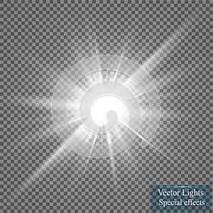 Glow light effect. Star burst with sparkles. Vector illustration. Sun