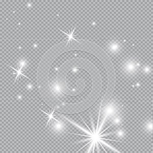 Glow light effect. Star exploded sparkles.