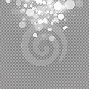 Glow light effect. Vector illustration. Christmas flash dust. White sparks and glitter special light effect. Vector