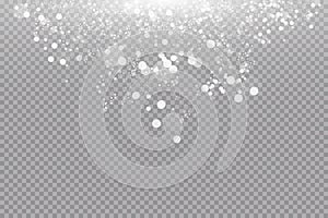 Glow light effect. Vector illustration. Christmas flash dust. White sparks and glitter special light effect. Vector