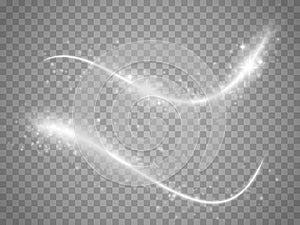 Glow Light effect. Vector magic concept. Twinkle particles with lines
