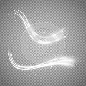 Glow Light effect. Vector magic concept. Twinkle particles with lines