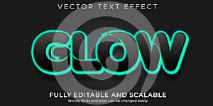 Glow light text effect  editable neon light text style