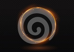 glow neon circle, ring orange flame, light swirl