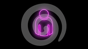 Glow neon people icon rotation on black background loop animation 4K