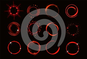 Glow red circles with sparkles and smoke