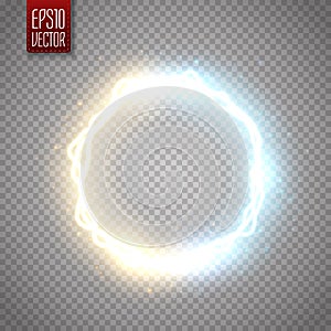 Glow round frame with electric discharge effect isolated. Vector illustration