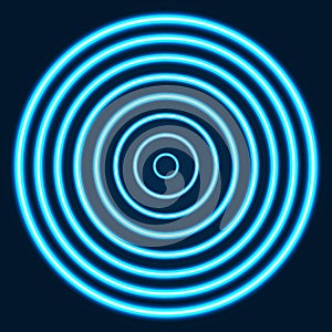 Glow spin blue neon circles abstract background. Vector illustration