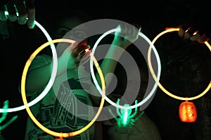 Glow Stick Necklaces in the Dark