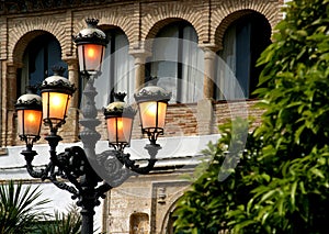 Glow from street lamps early evening in Spain