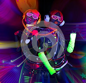 Glow uv neon disco female cyber doll