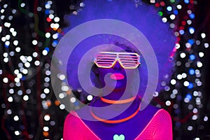 Glow uv neon disco female cyber doll robot electronic toy