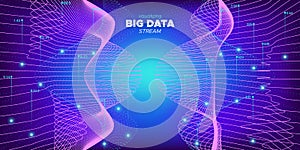Glow Vector Big Data. Neon Particle Light