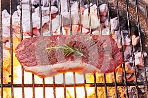 Charcoal with a beef steak