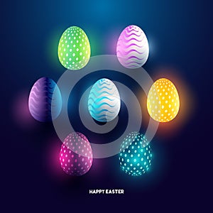 glowing abstract easter eggs photo