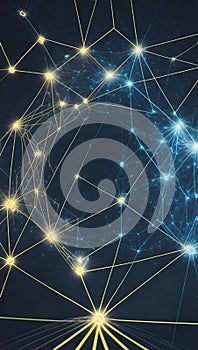 glowing, abstract representation wifi network, with nodes light connecting in complex pattern. AI Generative