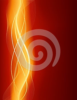 Glowing abstract wave background in red gold