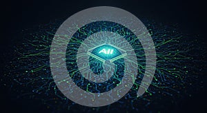 AI Chip: Glowing Circuit Board