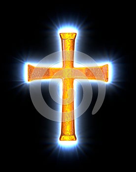 Glowing amber cross