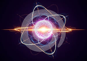 Glowing Atom Structure Abstract Background