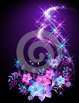 Glowing background with flowers