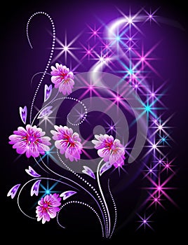 Glowing background with flowers