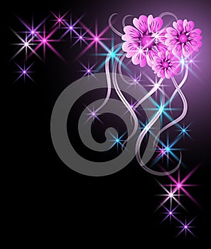 Glowing background with flowers