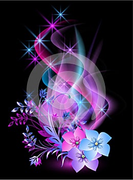 Glowing background with flowers