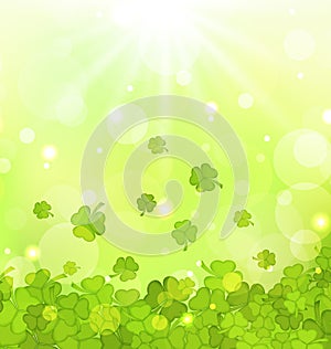 Glowing background with shamrocks for St. Patricks Day