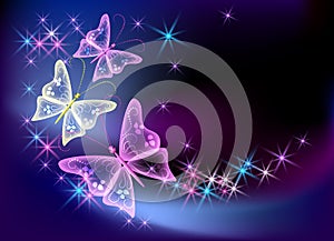 Glowing background with transparent butterfly