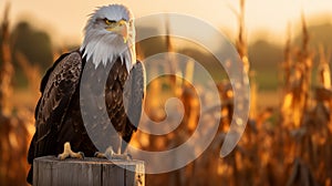 Glowing Bald Eagle: Pop-culture-infused Golden Light Portrait photo