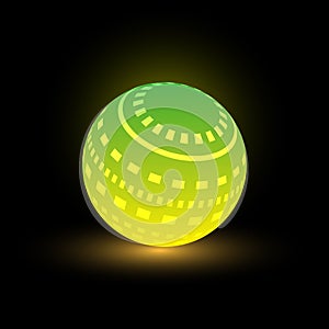 Glowing ball on a black background. Magical vector illustration