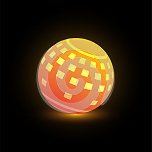 Glowing ball on a black background. Magical vector illustration