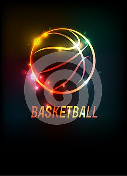 Glowing Basketball Icon Background Illustration