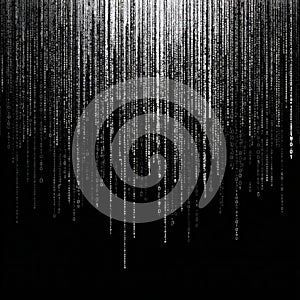 glowing binary code data stream black