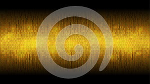 Glowing binary code golden abstract background, glowing cloud of big data, stream of information photo