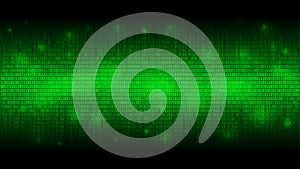 Glowing binary code, matrix green abstract background, cloud of big data, stream of information