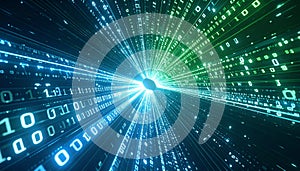 Glowing Binary Data Stream Tunnel