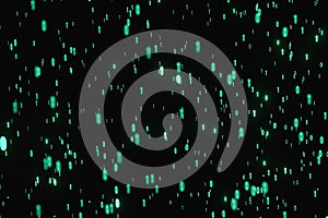 Glowing binary digit with dark background, 3d rendering