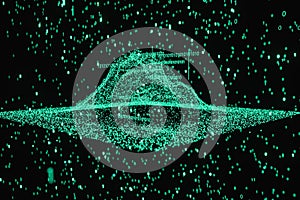 Glowing binary digit with dark background, 3d rendering
