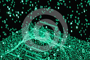 Glowing binary digit with dark background, 3d rendering